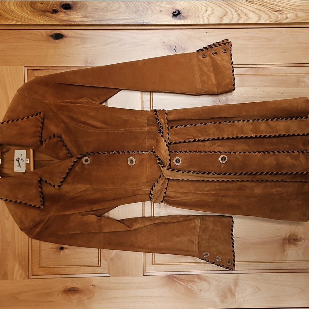 Western Style Brown Suede Women's Coat